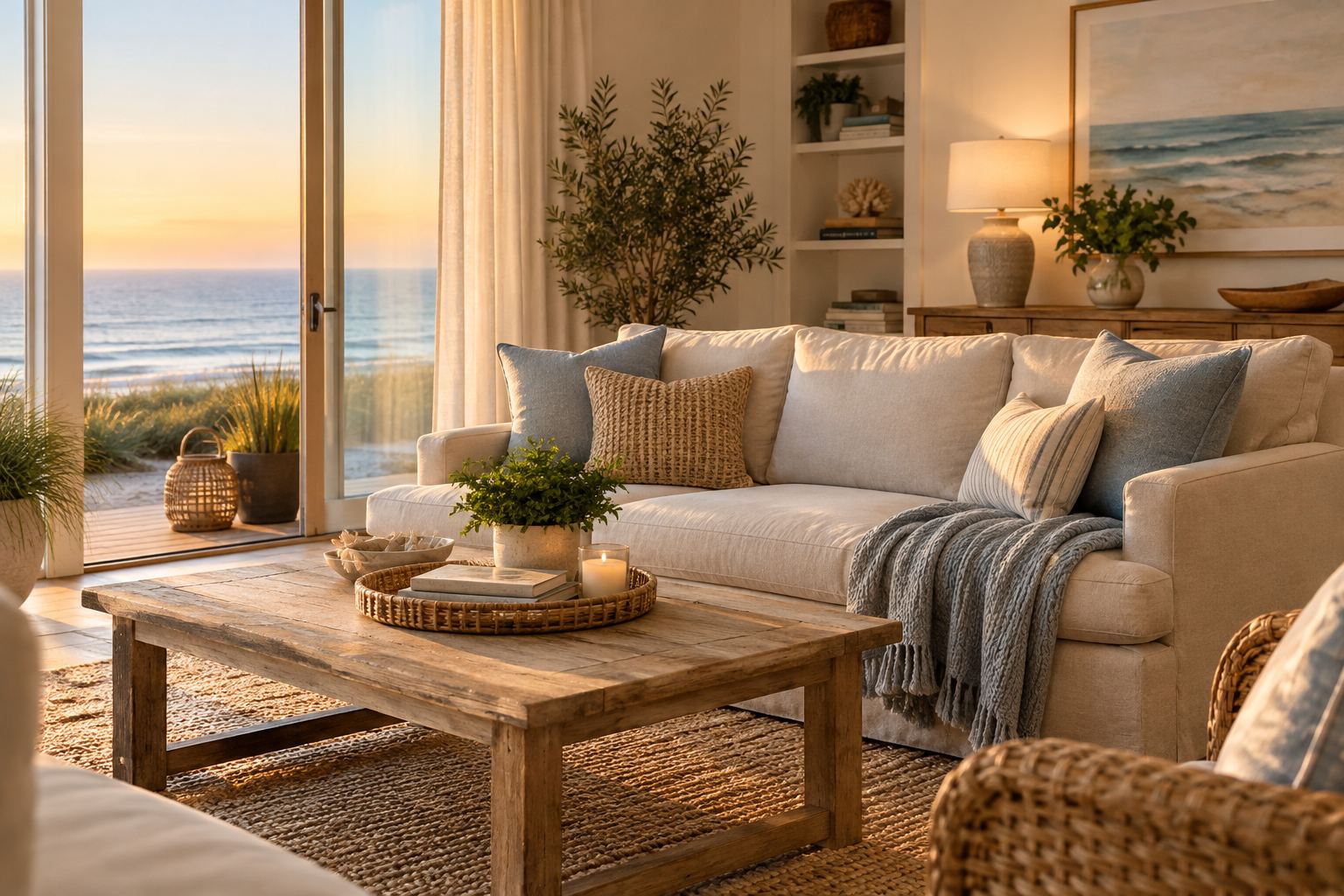 A cozy living room, illustrative